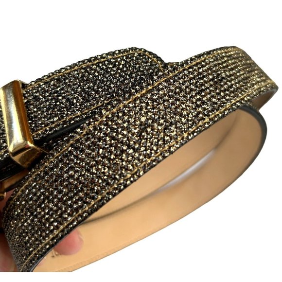 Motion East 1980's Sparkly Metallic Gold and Black Belt Size M/L - Picture 2 of 6